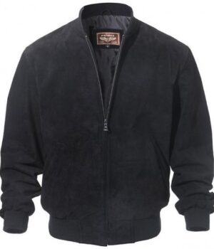 Adamsville Mens Black Suede Leather Bomber Jacket