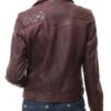 Womens Lamsbkin Leather Quilted Burgundy Moto Jacket