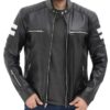Mens Black Biker Lambskin Leather Jacket