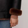 Esta Womens Black Leather Shearling Coat