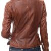 Womens Bikers Fitted Tan Leather Jacket
