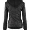 Tralee Charcoal Black Womens Hooded Leather Jacket