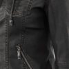 Tralee Charcoal Black Womens Hooded Leather Jacket