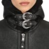 Grace Womens Black Fur Hooded Leather Jacket Grace Womens Black Fur Hooded Leather Jacket