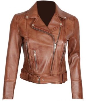 Elisa Womens Light Brown Leather Jacket
