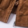 Adamsville Mens Dark Brown And Brown Suede Leather Bomber Jacket Adamsville Mens Dark Brown And Brown Suede Leather Bomber Jacket