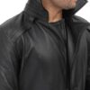 Gravel Mens Black Long Leather Hooded Coat Gravel Mens Black Long Leather Hooded Coat