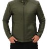 Fano Mens Olive Green Leather Biker Jacket Fano Mens Olive Green Leather Biker Jacket