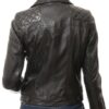 Womens Quilted Black Cropped Lambskin Leather Jacket
