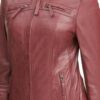 Womens Lambskin Leather Red Vintage Jacket
