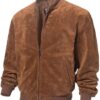 Adamsville Mens Dark Brown And Brown Suede Leather Bomber Jacket Adamsville Mens Dark Brown And Brown Suede Leather Bomber Jacket