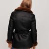 Esta Womens Black Leather Shearling Coat