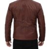 Reeves Dark Brown Shirt Collar Front Zip Men Stylish Pebbled Leather Jacket