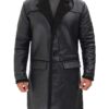 Rockville Mens 3/4 Length Black Winter Shearling Leather Coat