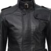 Fredrick Mens Black Leather Trench Coat