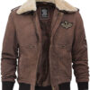 Pierson G1 Bomber Mens Leather Brown Shearling Collar Jacket
