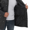 Shelby Mens Four Pocket Black 3 4 Length Leather Coat
