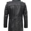 Fredrick Mens Black Leather Trench Coat