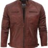 The Vincént: Brown Distressed Motorcycle Leather Jacket