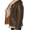 Men’s Brown B6 Aviator Bomber Jacket with Hood