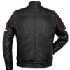 Men’s Black Cafe Racer Red and White Striped Leather Jacket