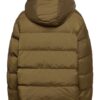 Mens Brown Puffer Hooded Jacket