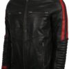 Mens Cafe Racer Red & Black Leather Jacket