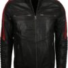 Mens Cafe Racer Red & Black Leather Jacket
