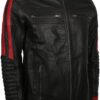 Mens Cafe Racer Red & Black Leather Jacket