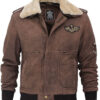 Pierson G1 Bomber Mens Leather Brown Shearling Collar Jacket