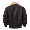 Pierson Dark Brown Leather Shearling Collar Bomber Jacket