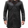 Chandler Mens Shearling Lined 3 4 Length Leather Coat Black