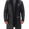 Rockville Mens 3/4 Length Black Winter Shearling Leather Coat