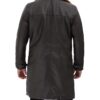 Dark Brown Leather Winter 3/4 Length Shearling Coat Mens