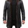 Chandler Mens Shearling Lined 3 4 Length Leather Coat Black