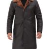 Dark Brown Leather Winter 3/4 Length Shearling Coat Mens
