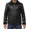 Mitchel Black Leather B3 Bomber Jacket Mens