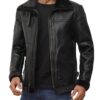 Mitchel Black Leather B3 Bomber Jacket Mens