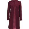 Connie Womens Maroon Wool Long Coat