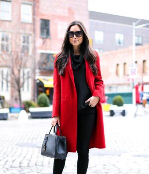 TWM Womens Red Long Wool Jacket