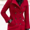 TWM Womens Maroon Wool Peacoat