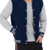 Mens Baseball Style Grey and Blue Varsity Jacket