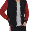 Mens Baseball Style Maroon and Black Varsity Jacket Mens Baseball Style Maroon and Black Varsity Jacket