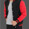 Mens Baseball Style Red and Black Varsity Jacket