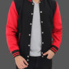 Mens Baseball Style Red and Black Varsity Jacket
