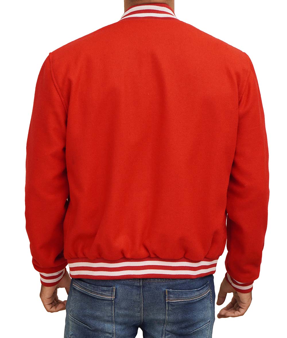 Mens Baseball Style Red Varsity Jacket Mens Baseball Style Red Varsity Jacket