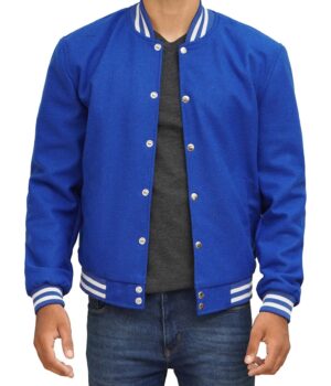 Baseball Style Royal Blue Wool Varsity Jacket