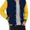 Navy Blue and Yellow Baseball Style Jacket