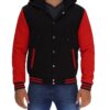 Salerno Baseball Hooded Red and Black Varsity Jacket