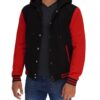Salerno Baseball Hooded Red and Black Varsity Jacket